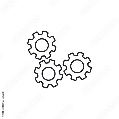 Connected Three Gear Settings Line Icons