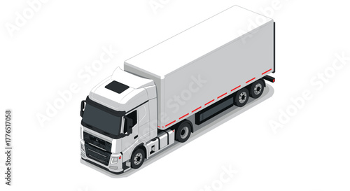Isometric freight truck on white background