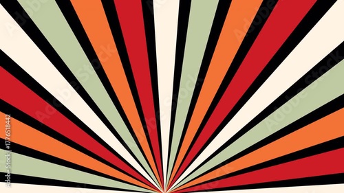 Psychedelic Retro Sunburst Animation with 70s Colors and Rotating Rays | Groovy Vintage Looping Motion Graphic Background