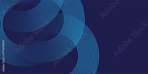 Abstract blue background with blue glowing diagonal geometric lines. Modern shiny blue rounded rectangle lines pattern.