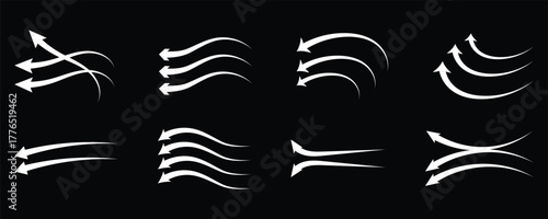 Airflow wave arrows icon set