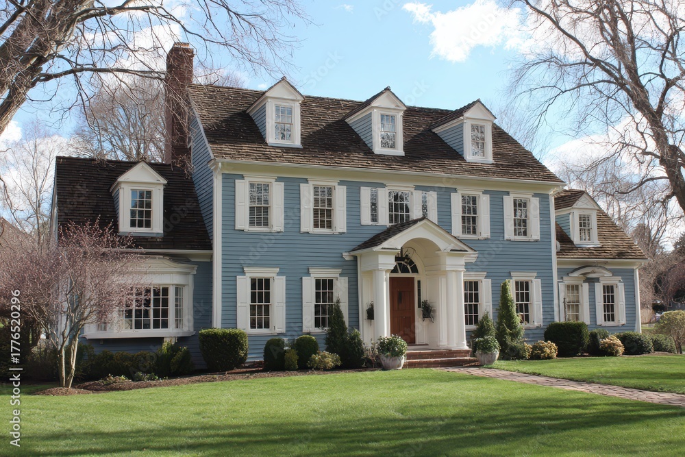 Obraz premium Fixer Upper House. Colonial Style Home Painting in New England