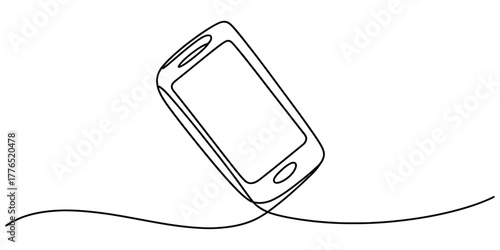 Smartphone drawn with a single continuous line