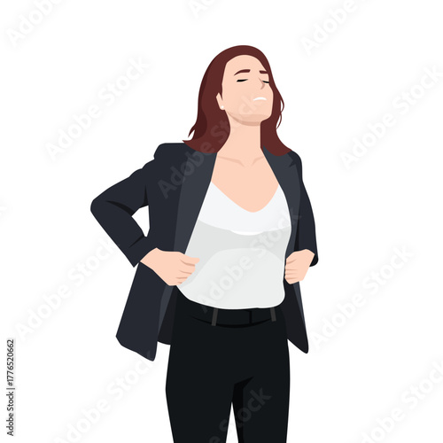 Tired Businesswoman Feeling Exhausted After Work. Flat vector illustration isolated on white background