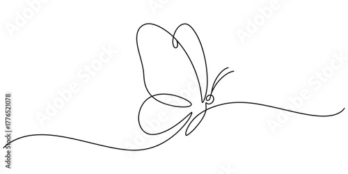 Minimalist continuous line drawing of a butterfly line art