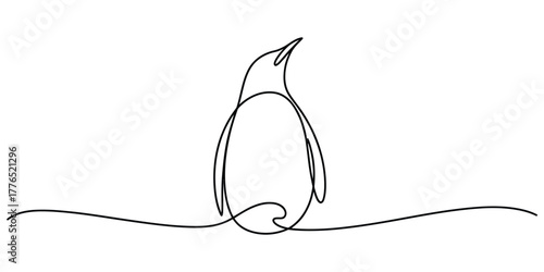 Single line drawing of a penguin