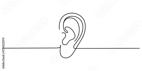 Single line drawing of a human ear