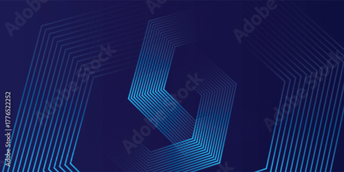 Dark blue background with hexagon geometric lines pattern. Abstract shiny hexagon lines. Futuristic vector eps10