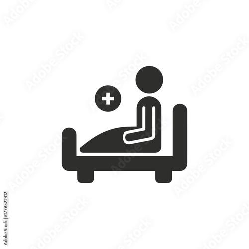 hospital patient icon, a vector graphic on a white background