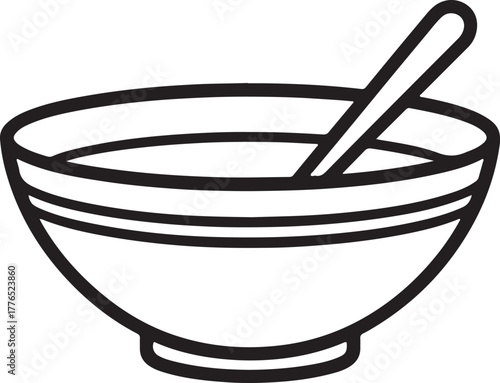 Glass Bowl Line Art, Coloring Book Page Line Art Drawing, Vector and Illustration