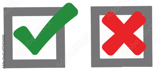 green check red cross icon set