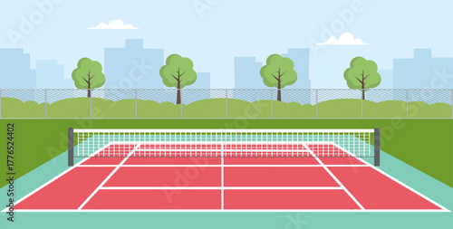 Empty tennis court ground with line frame scene Tennis field. Vector stock