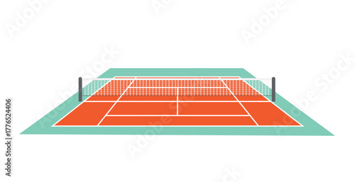 Tennis court ground with line frame isolated on white background. Tennis field. Vector stock