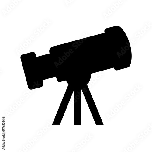 Silhouette of a telescope on a tripod for stargazing and exploration