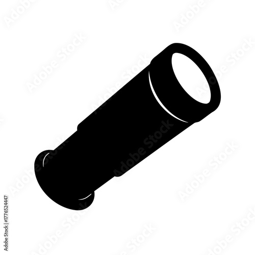 A Black and White Silhouette of a Telescope Pointing to the Sky