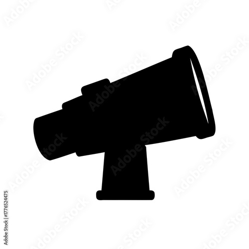 Black silhouette of a megaphone on white background, amplifying your voice
