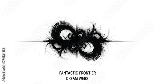 Abstract dark energetic fractal explosion against a clean white background.