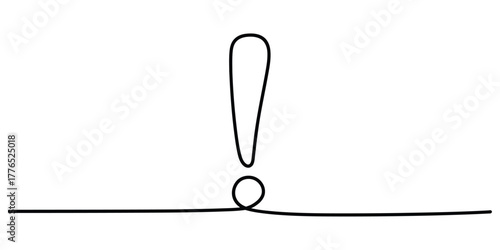 Continuous line drawing of a exclamation mark symbol