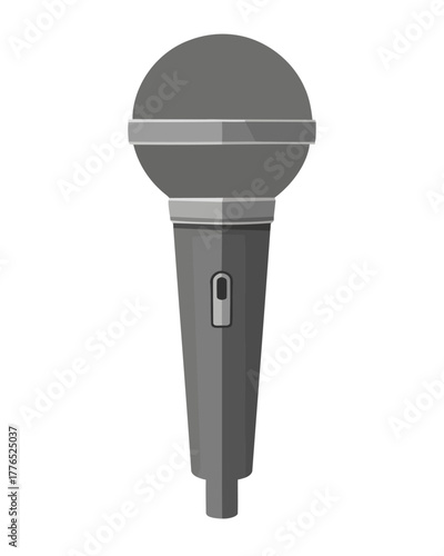 Sleek Gray Microphone Illustration Audio Recording Equipment for Voice Overs, Presentations, and Podcast Sessions in High Definition