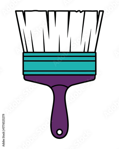 Vector illustration of a colorful paintbrush tool for art projects, creative hobbies, and home renovation concepts