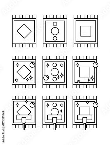 Set of clean carpets and professional carpet cleaning. Perfect for cleaning service promotions, housekeeping infographics, home hygiene campaigns.