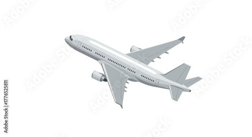 Sleek airliner in minimalist design on white background