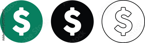 Dollar icon vector isolated on white background, money and finance symbol in flat style