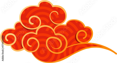Chinese New Year Red Cloud Illustration