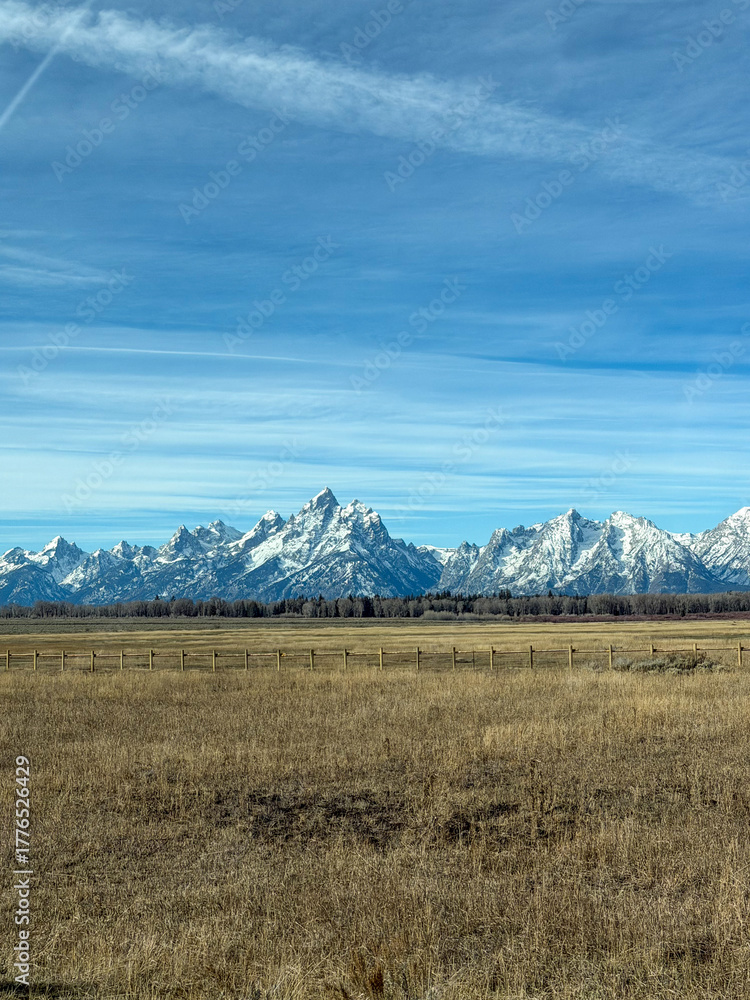 Fototapeta premium Grand Teton Mountains in Grant Teton National Park Wyoming during Government Shutdown