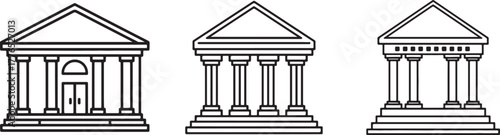 Bank Building line art, coloring book page line art drawing, vector and illustration