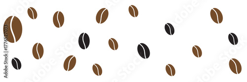 Horizontal seamless background with coffee beans. Vector.