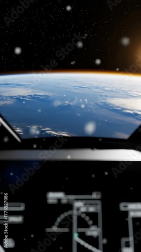 Wallpaper Mural Pilot Flying Spacecraft in Earth Orbit Through Starry Sky View Torontodigital.ca