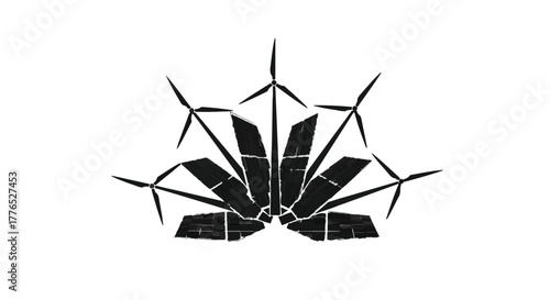 Abstract representation of renewable energy with wind turbines forming a crown-like shape.