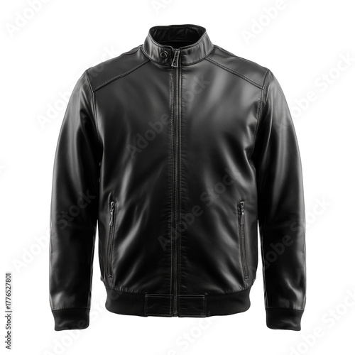 Stylish Black Leather Jacket on Display for Sale at a Clothing Store in the A...