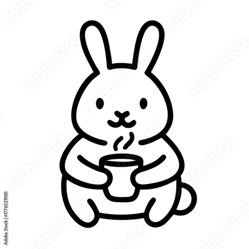 Cute bunny drinking tea