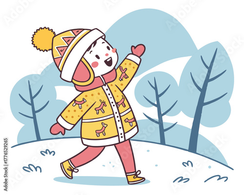 Happy child playing in the snow