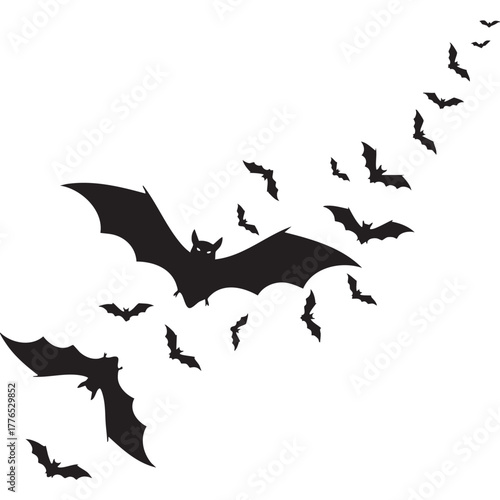 Flying Bats Silhouette Illustration