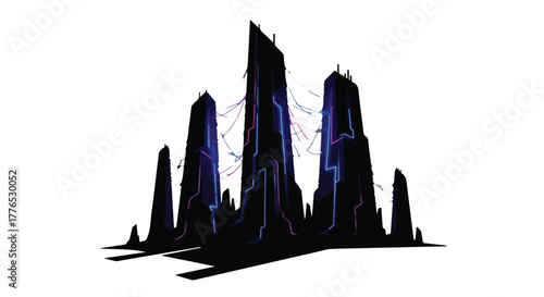 Futuristic cityscape silhouette with glowing interconnected lines, representing technology and urban development.
