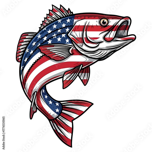 american flag striped bass fishing illustration logo vector image t shirt