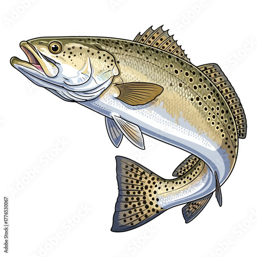 speckled trout fishing illustration logo vector image t shirt