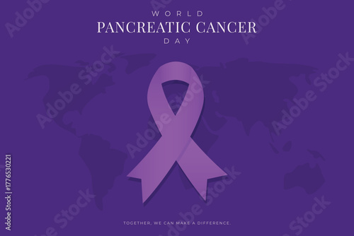 world pancreatic cancer day purple ribbon awareness poster vector.