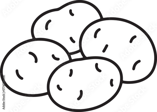 Potatoes line art, coloring book page line art drawing, vector and illustration