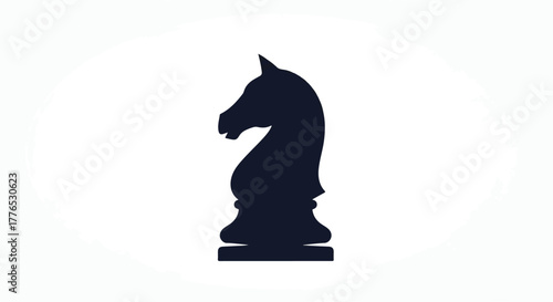 Bold silhouette of a chess knight piece against a clean white background, symbolizing strategy and intellect.