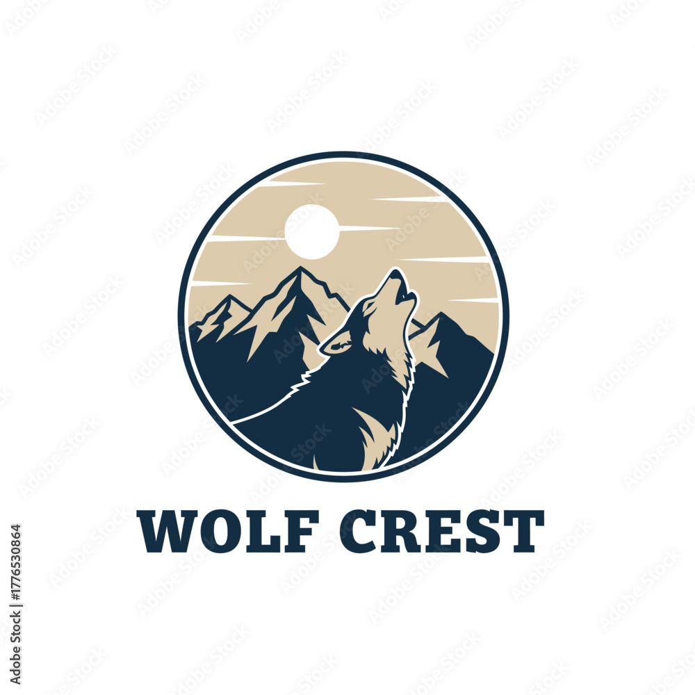 Fototapeta premium Howling Wolf Crest Mountain Silhouette