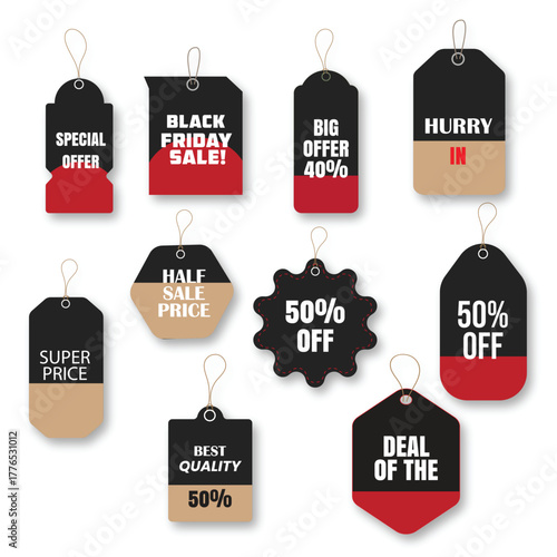 Black Friday Discount Tags 2025 – Super Sale, Half Price & Seasonal Offers
