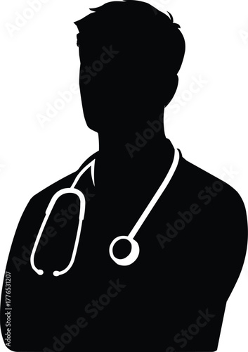 Silhouette of a doctor with black and white