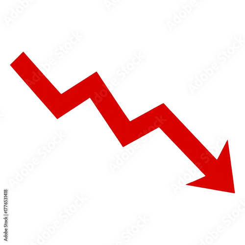 3d rendered red zigzag downward arrow isolated on transparent background