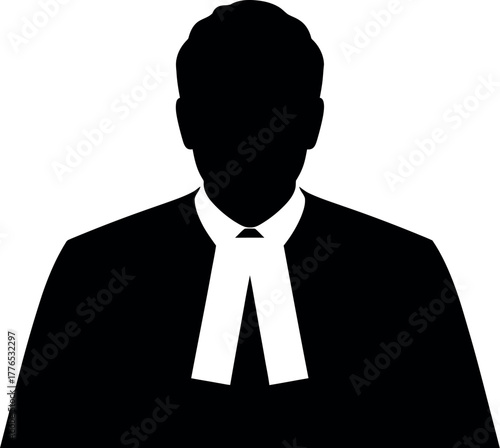 Black silhouette of a person in judicial robes judge