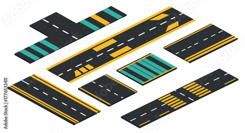 Isometric urban road segments with traffic design elements