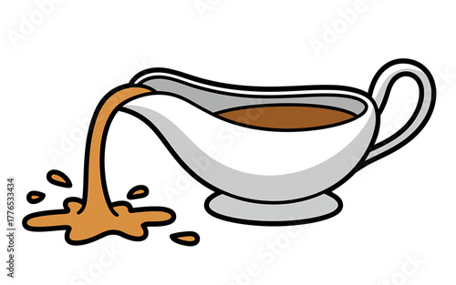 Delicious Gravy Pouring from a Gravy Boat Illustration with Style and Culinary Theme Ready for Thanksgiving Dinner and Special Occasions